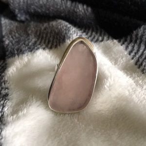 Pink Quartz Silver Ring 7.5 NEW